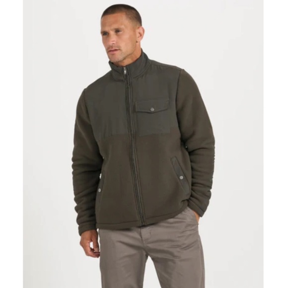 Vuori Men's Medium Morrow Sherpa Jacket Dark Oregano Green NWT Fleece Full Zip - Picture 2 of 7